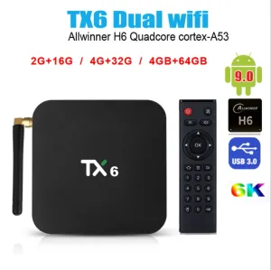 Kutu TX6 Android TV Kutusu Allwinner H6 Dört Çekirdek 2G 16G 32G 64G Android 9.0 2.4G 5G WiFi USB 3.0 BT 6K Medya Google Player Set Üst Kutu