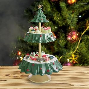 Plakalar 2 katman reçine malzeme kek standı tatlı cupcake Noel çayı partisi sunuyor