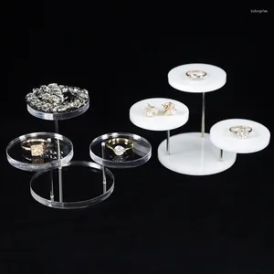 Decorative Plates Bracelet White Ring Cupcake Display Stand Layers Jewelry Small Rack Transparent Acrylic 3 Earring Black Show Round