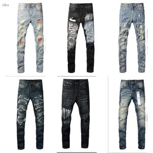 Lila Jeans Designer Jeans Lila Jeans verzweifelt Frankreich Mode Pierre Straight Herren Biker Hole Stretch Denim lässige Jean Herren Skinny Hosen Elastizität