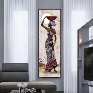 Large Size Portrait African Women Canvas Painting Hanging Posters and Prints Wall Art Pictures Living Room Home Decor No Frame
