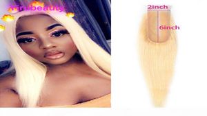 Raw Indian Virgin Human Hair Top Stängningar 2x6 Silky Straight 613 Blond 2 By 6 Lace Closure Middle Part 1022Inch8487133