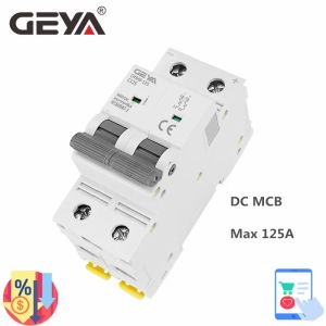 GEYA DC MCB 80A 100A 125A 6KA 2P 500VDC Mini Circuito Din Rail DC Breakers Gym9-125