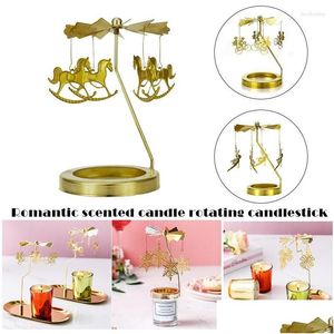 Candle Holders Rotary Tea Light Holder Adopts Rotation Technology Dinner Table Decoration Drop Delivery Home Garden Dhhlc