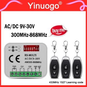 RX-MULTI Receiver AC/DC 9V-30V 2CH 300MHz-868MHz MultiFrequency Garage Door Remote Control Gate Opener Receiver Controller