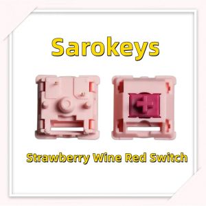 Acessórios Sarokeys Strawberry Wine Red Switch Linear HiFi Switch POM Tampa superior 21mm Media estendida MECHANICO TECHADO DIY 5PIN.