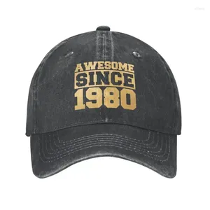 Ball Caps Classic Unisex Cotton Gold Awesome Since 1980 Baseball Cap Adult Adjustable Dad Hat Women Men Outdoor