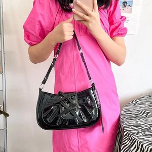 Totes Bowknot Handbag 2024 Solid Color Lacquer Leather Crossbody Bag Sexy Fashion Underarm Girls