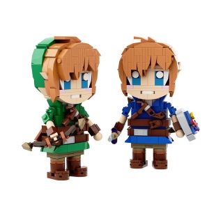 Mini Game Character Link Figur Modell Byggnadsblock Game Zeldaed Roll med utrustningssköld DIY -tegel leksaker sätter gåva till barn