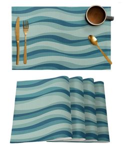 Table Mats Lines Waves Gradient Placemat For Dining Tableware 4/6pcs Kitchen Dish Mat Pad Counter Top Home Decoration