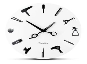 Парикмахерские настенные часы парикмахеры для эквиментальных инструментов настенные часы современный дизайн -магазин бизнес -знак часы красавица салон 303f4055696