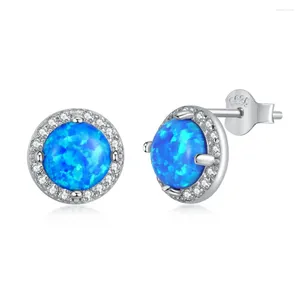 Studörhängen WPB S925 Sterling Silver Women Blue Opal Kvinna Bright Zircon Luxury Jewel Girl's Holiday Gift Party