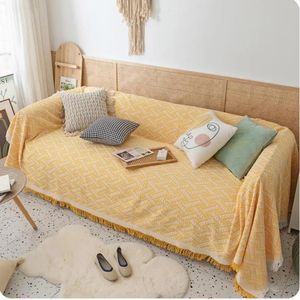 Cor de cor sólida nórdica Four Seasons Cotton Thread Blanket Simples Cushion Ins Wind Sand Hair Toalha 240409