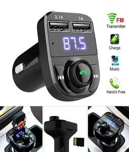 X8 CAR FMトランスミッタAUXモジュレーターカーキットBluetoothハンドフリーOレシーバー3.1A Quick Charge Dual USB Car Cを搭載したBox5970269