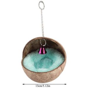 Hot Coconut Shell Bird Nest House Bed With Warm Pad For Parrot Parakeet Hamster Rat Mice Chinchilla Cage Toy Nesting Box