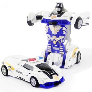 En-nyckel Automatisk Transform Robot Car Model Toy for Boys Children Plastic Funny Action Figurer Deformation Fordon Kid 240409