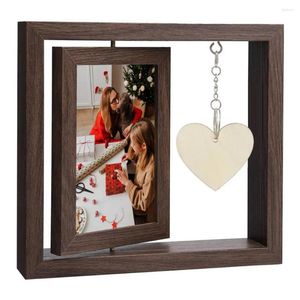 Frames Holiday Po Frame Gift Double Sided Rotating Wooden Picture For Dad Husband Friend Engraved Heart Him Lover