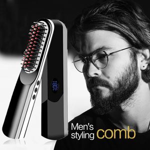 Piastra barba per uomini raddrizzare la barba pettine cordless multifunzionale spazzola per capelli raddrizzante pettine strumento in stile per capelli veloce 240401