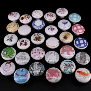 Round Ceramic Knobs and Handles Wardrobe Kitchen Cabinet Handles Drawer Cupboard Furniture Pulls Hardware