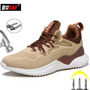 Stivali scarpe da sicurezza leggere uomini in acciaio slip su scarpe da lavoro per uomini sneaker di costruzione antishing con riflettente