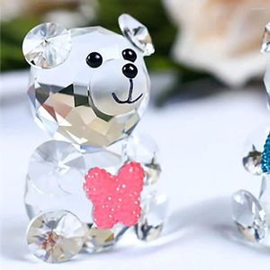 Decorative Figurines Bear Statue Beautiful Glass Decoration Cute Red Love Little Home Dining Table Animal Collection
