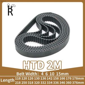 Cintos HTD 2M Cinturão de tempo 2M Largura da correia de borracha de loop fechada 4/6/10/15mm Comprimento 118 120 126 130 136 142 158mm 2m Cinturão dental Htd2ml240409