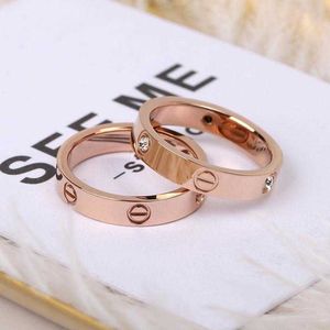 Van Bracelet Cart Giappone e Corea del Sud in titanio Steel Womens Rose Gold Coppia di indice Anello di dito maschio Studente Student Lettering di moda versatile