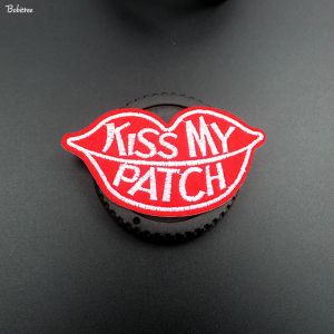 Ironing Sticker Kiss my Patch Red Embroidered Badge for Jacket T-shirt Cloth Decorative Appliques DIY Sewing Supplies