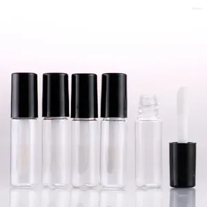 Förvaringsflaskor transparent lipglans packing containrar kosmetiska glasyrrör på återfyllningsbara flaskor gula rosa lila mössor tom läppglansrör