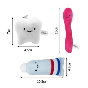 Dental Cute Plush Dolls Tooth Shape Pendant Hanging Toothpaste Toothbrush Stuffed For Kids Brushing Learning Toys Dentist Gift