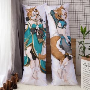 Anime oyunu Genshin Etki Gorou Cosplay Sarılma Vücudu Dakimakura Yastık Kılıfı Gorou Kostüm 2 Yan Baskı Yatak Yastığı Erkek Hediye