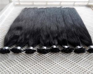 100g 1626inch 1 Jet Black Keratin Förbonnad nagel u Tip Hårförlängningar Silk Staka brasiliansk indisk peruansk remy Pre Bonded H5937545