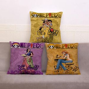 Kudde Japan Anime One Piece Print Throw Cover 45 45 cm Covers Short Plush Case Home Decor Colorful Pillows Falls Falls