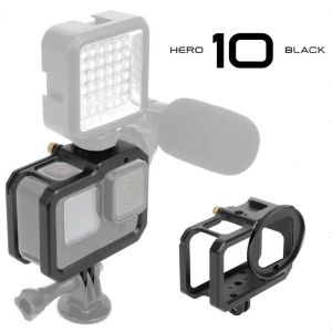 Telecamere GoPro Hero 11 10 9 Metal Protective Frame Pig della gabbia per Go Pro 11 10 Accessorio con scarpa fredda da 52 mm Adattatore per montaggio del filtro UV 52 mm