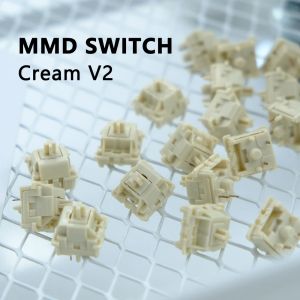 Tillbehör MMD Cream V2 Switch Linear 5Pin 45G POM Switches Anpassad DIY för mekaniskt tangentbordssats Gaming Tillbehör GMK67 GK61 RGB MX