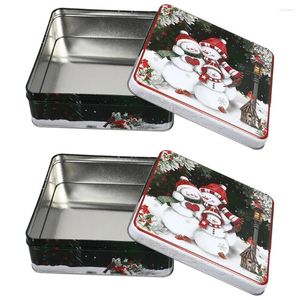 Förvaringsflaskor 2st Candy Packing Box Tinplate Cookie Tin Christmas Biscuits Treat