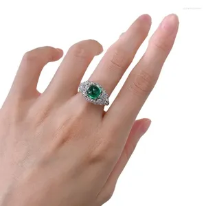 Clusterringe S925 Silberring Emerald 7 Sugar Tower Daily Mode Rich Damen's's