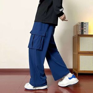 Men's Spring and Autumn Instagram Trendy Brand Multi Pocket Casual Pants with A Small Design Sense, Loose Straight Leg Wide Leg Long Pants