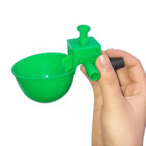 5-10 Pcs Green Chicken Hanging Waterer Cup Automatic Hen Drinker Feeder Plastic Poultry Quail Fowl Drinking Bowl With Screw