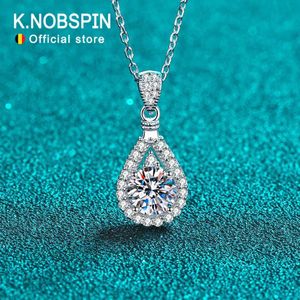 Pendant Necklaces KnoBSPIN D VVS1 Moissanite Pandent necklace suitable for womens wedding jewelry GRA 925 sterling silver plated 18k white gold necklaceQ