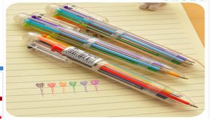 Multi Color 6 em 1 Color Ballpoin Pen Pons Ball Pens para crianças Estudante Escola Office de escritório WJ0199979383
