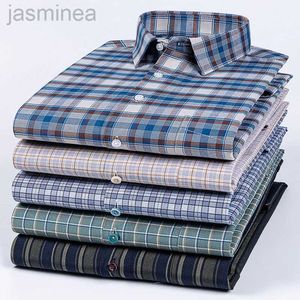 Men's Casual Shirts Quality 100%Pure Cotton Men Long Sleeve Social Shirt for Oxford Shirt Men Plaid Striped Work Casual Shirt Male Regular-Fit S-8XL 2449