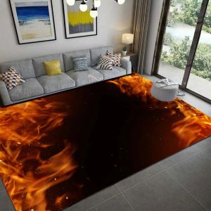 LARGE SIZE LARGE SIZE 3D Flame Printed Carpet Rug for Living Room Bedroom Rug Mat Area Carpet Bedside Non-slip Mat Home Decor