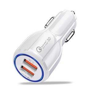 Toppkvalitet QC30 Fast Charge 31A Qualcomm Quick Charge Car Charger Dual USB Fast Charging Phone Charger Cable6053407