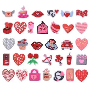 17/33pcs Valentine's Day Theme Shoe Charms For Clogs Sandals Slippers Shoe Accessories Party Favor Gift Idea