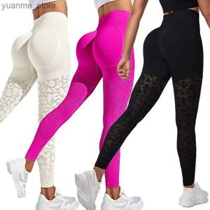 Joga stroje kobiety bezproblemowe legginsy pusta gym legginsy Ladies High talia Oddychające Push Up Ciasne spodnie do jogi dla kobiet Sport Y240410