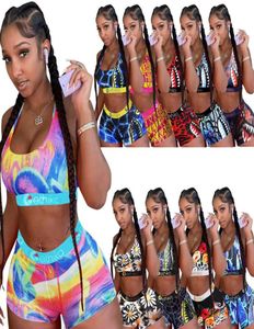 Women 2 Piece Set Sports Tracksuits Print Swimsuit Bikini Vest Bra and Shorts Swimming Luxury Badkläder Brand Beachwear Plus Size5023692