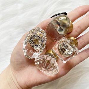 Crystal Glass Furniture Handle Gold Base Transparent Kitchen Cabinet Knobs Skåp Garderobslåda Pull Handtag Heminredning