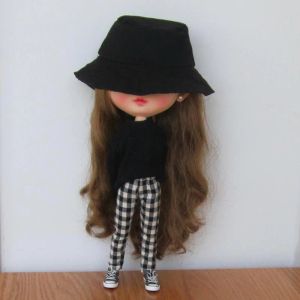 Yeni varış Blythe Bebek Siyah Uzun Kollu T-Shirt Ekose Pantolon Barbie Blyth Bebekler Giysileri Licca Pullip Aksesuarları