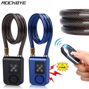 Rockbye Bike Motorcycle Lock Alarm 110db防水強盗自転車ケーブルリモートコントロール240401